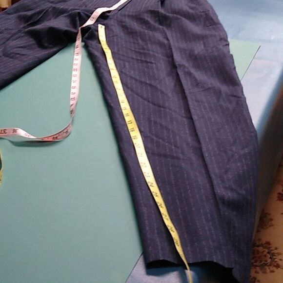 Rafaella Women's Navy 14 Wool Pin Stripe Lined Pants No Pockets Cottagecore - Picture 5 of 9